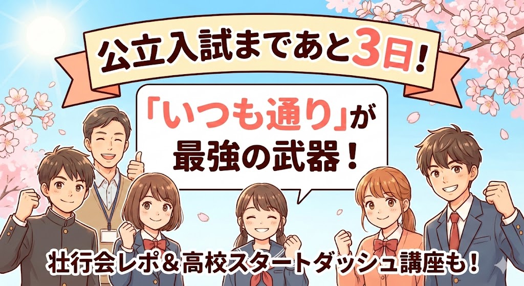 中３「プレ入試」がすべて終了！壮行会実施！