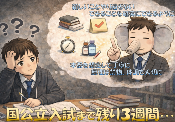 【大学入試】国公立試験まで、残り3週間。