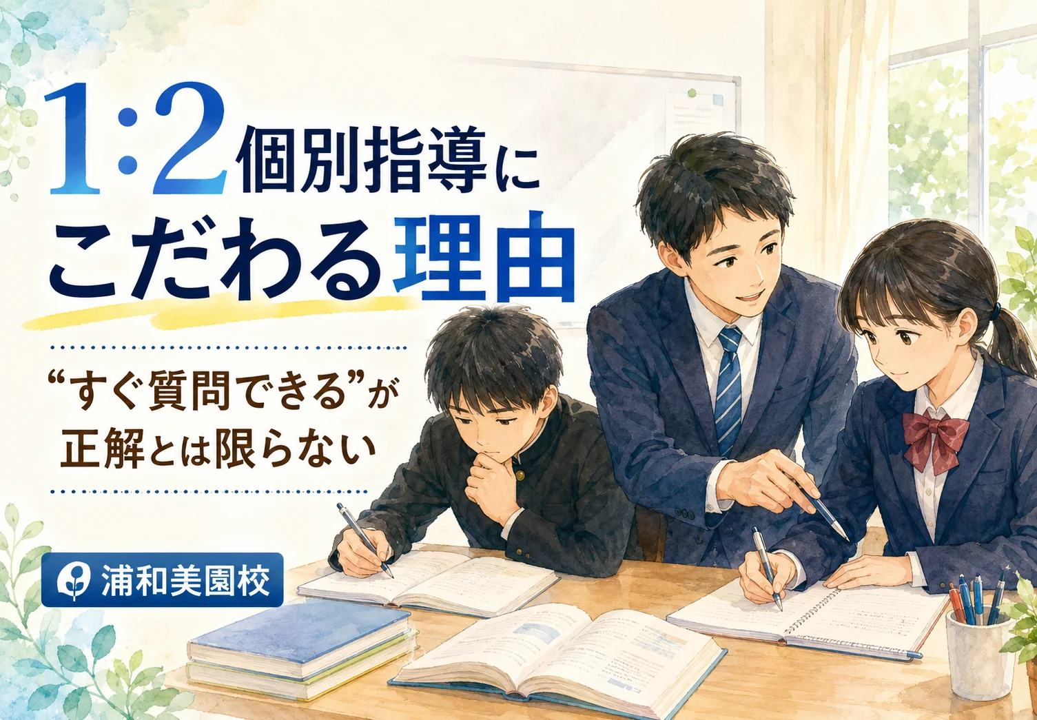 【個別指導】「すぐ質問できる」は本当に正解？　浦和美園校が1：2指導にこだわる論理的な理由【小1～高3】