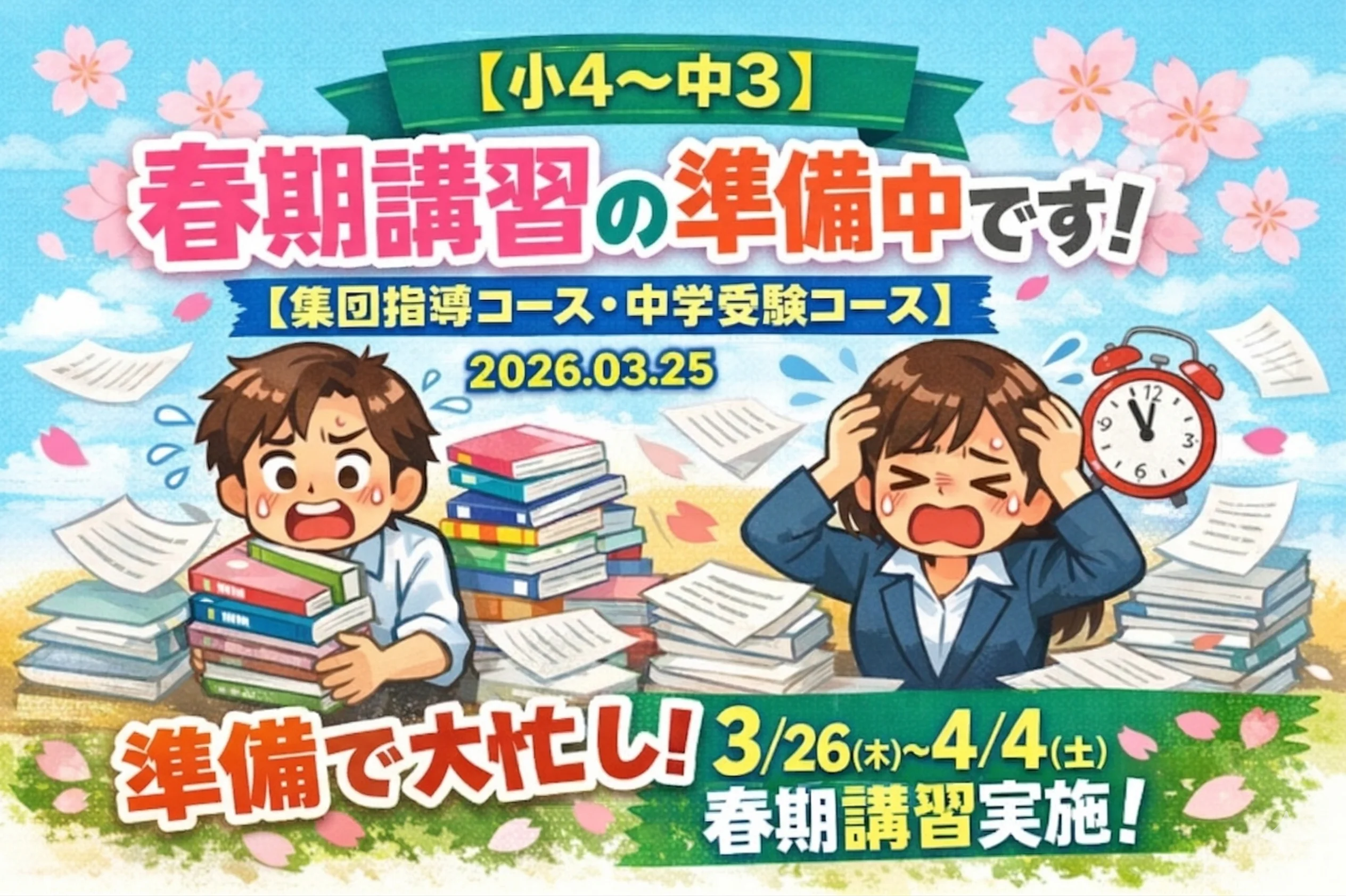 【小4～中3】春期講習スタート！【集団指導コース・中学受験コース】
