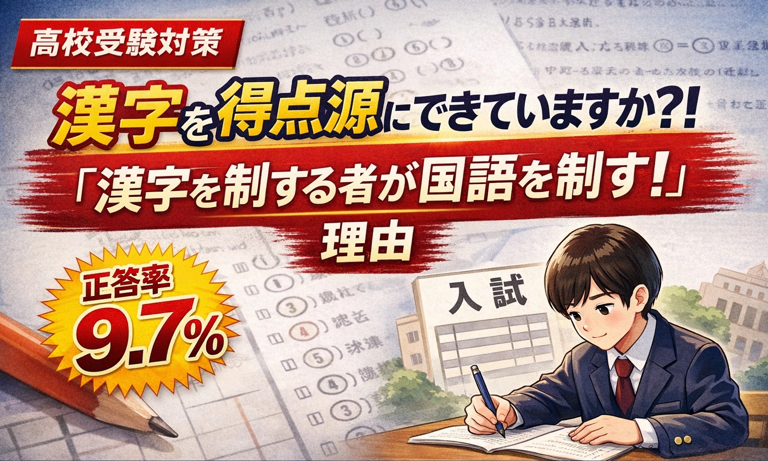 【高校受験対策】漢字を得点源にできていますか?!「漢字を制する者が国語を制す！」理由