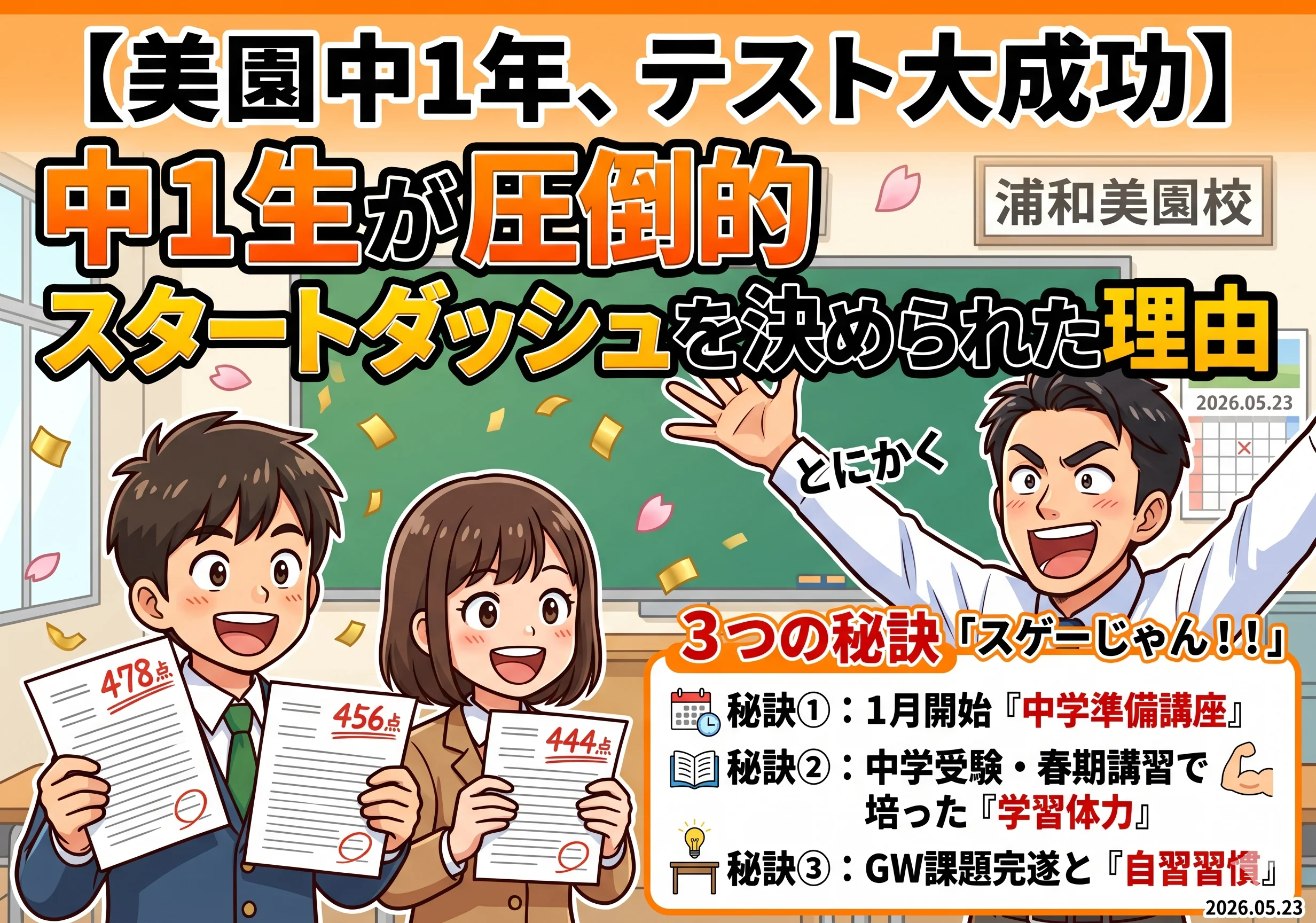 【美園中1年、テスト大成功】とにかく「スゲーじゃん！！」中1生が圧倒的スタートダッシュを決められた理由