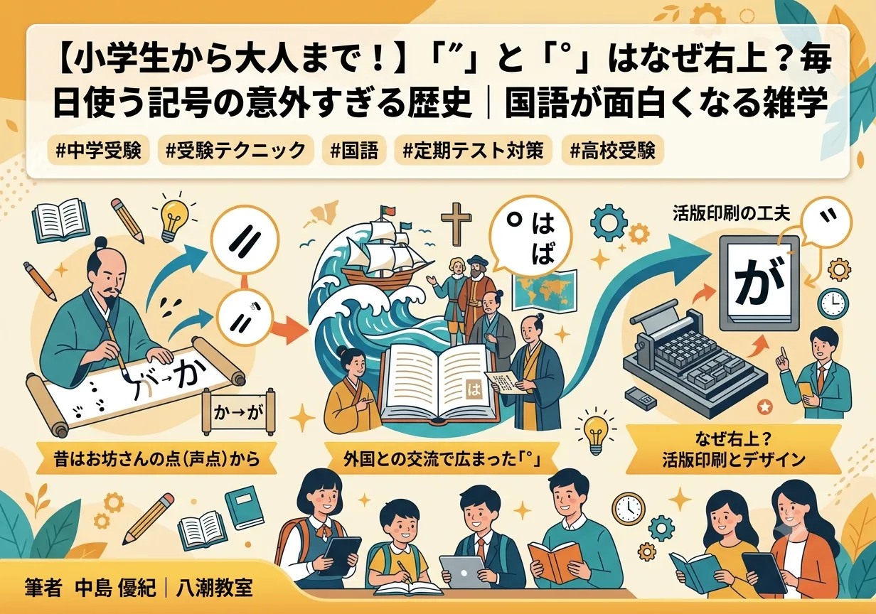 【小学生から大人まで！】「゛」と「゜」はなぜ右上？毎日使う記号の意外すぎる歴史｜国語が面白くなる雑学
